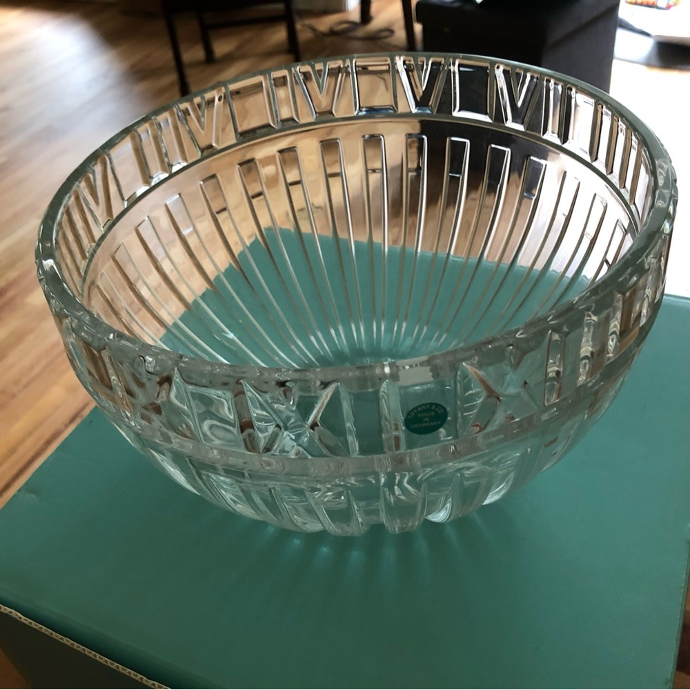 Authentic Tiffany & Co Crystal Roman Numerals serving bowl